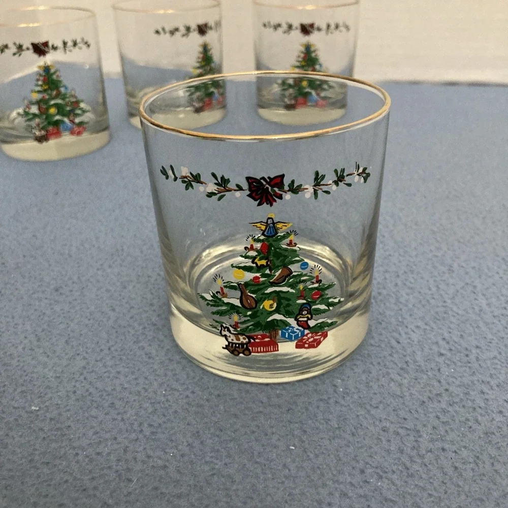 VTG Holiday by Montgomery‎ Wards Christmas Tree Old Fashion Glasses - Set of 4